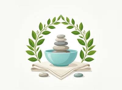 Spa Zen Stones In A Bowl With Laurel Wreath