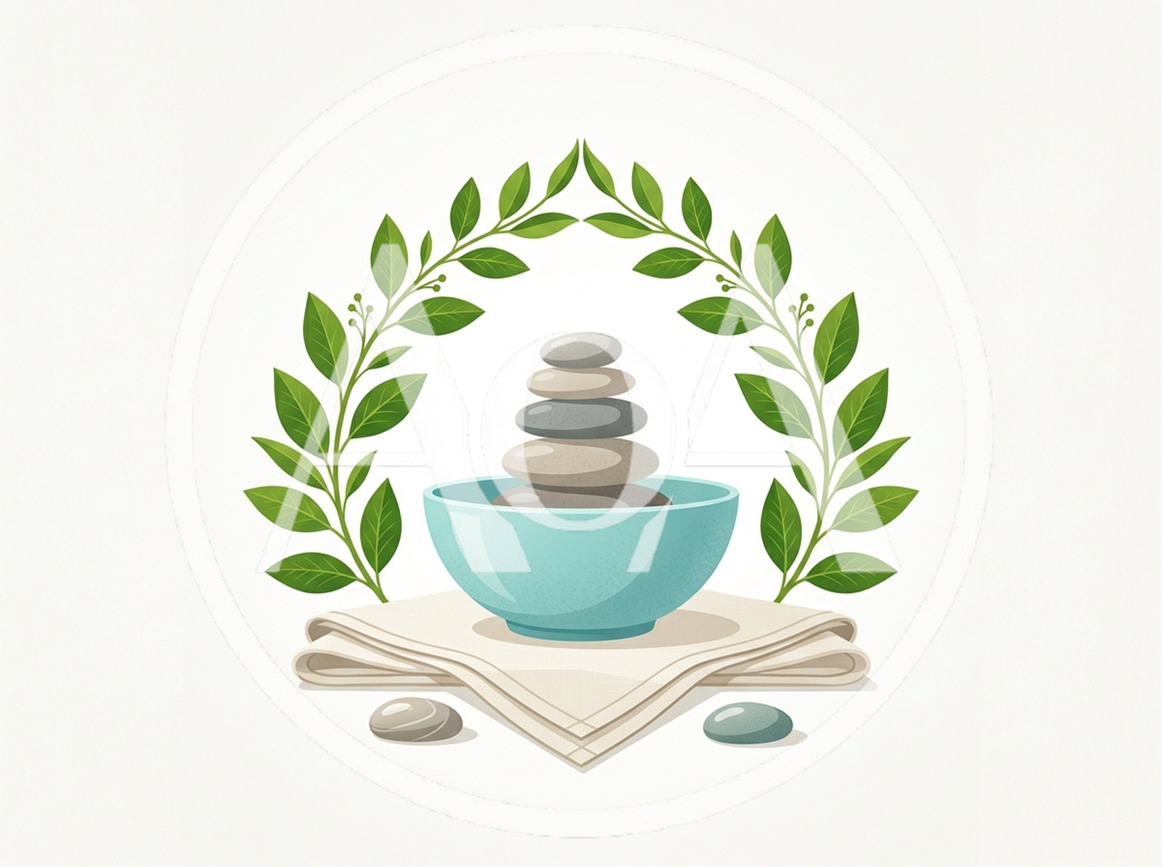 Spa Zen Stones In A Bowl With Laurel Wreath