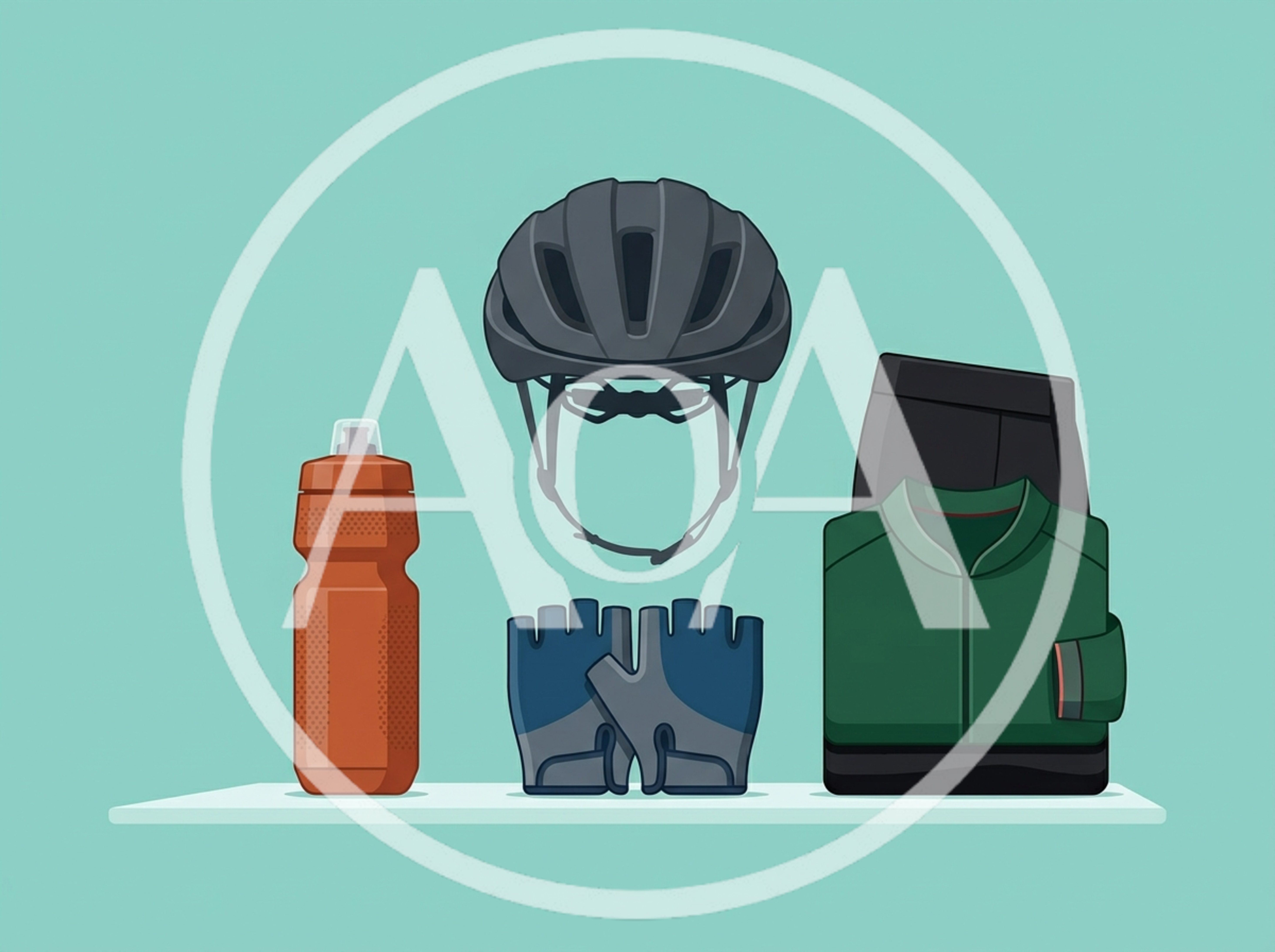 Cycling Gear Essentials Flat Lay Illustration