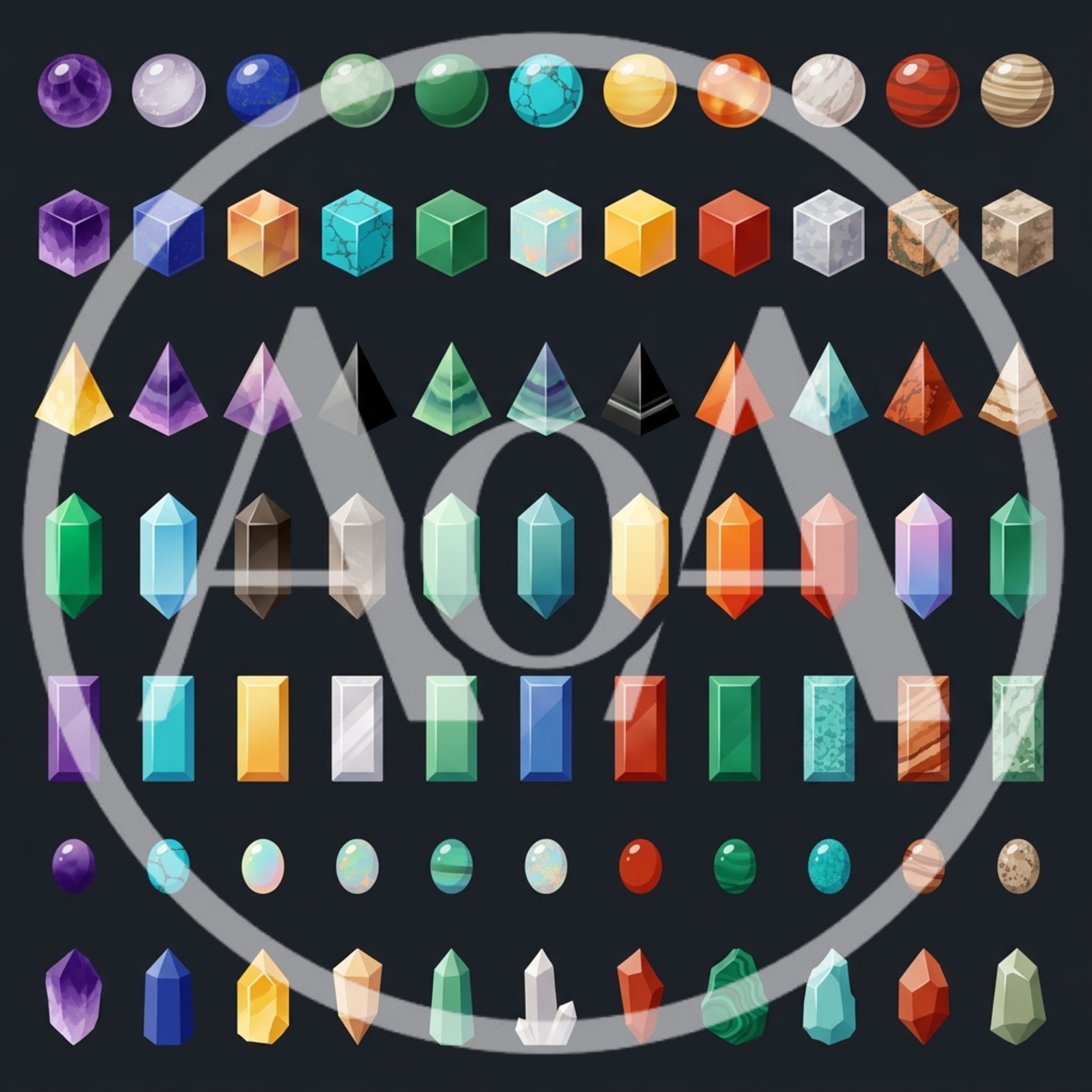 Collection Of Various Gemstone Shapes And Colors