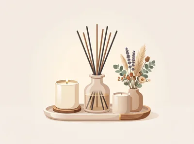 Minimalist Home Decor Set With Candles And Diffuser