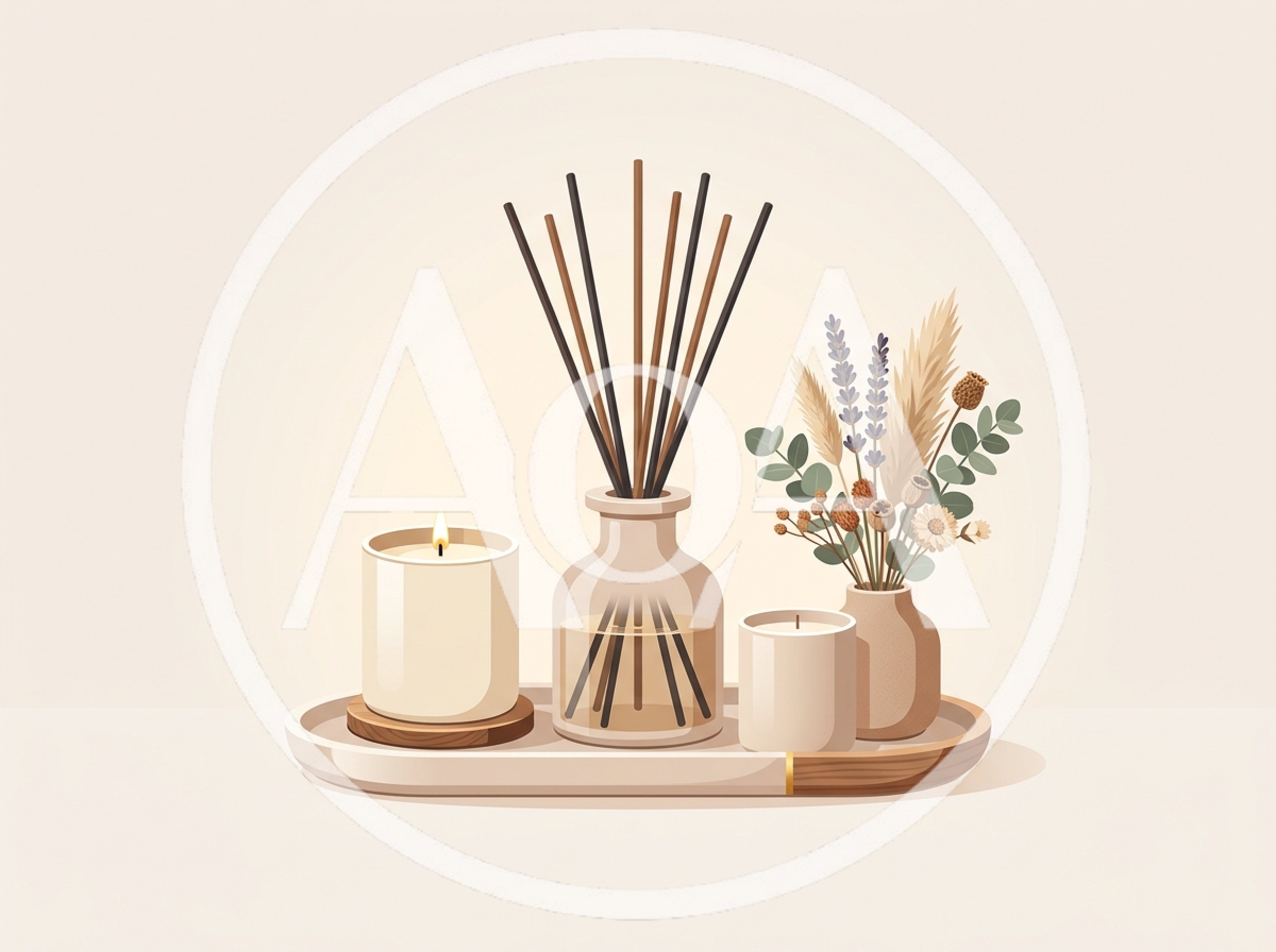 Minimalist Home Decor Set With Candles And Diffuser