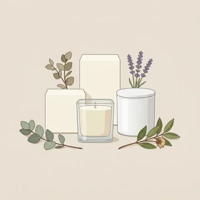 Minimalist Candle Display With Botanical Elements