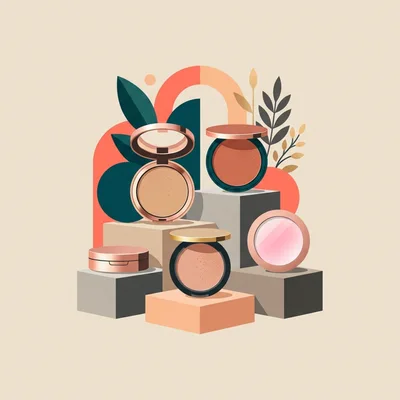 Cosmetic Powder Compacts Displayed on Geometric Pedestals