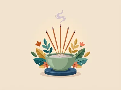 Incense Sticks Burning In A Decorative Bowl