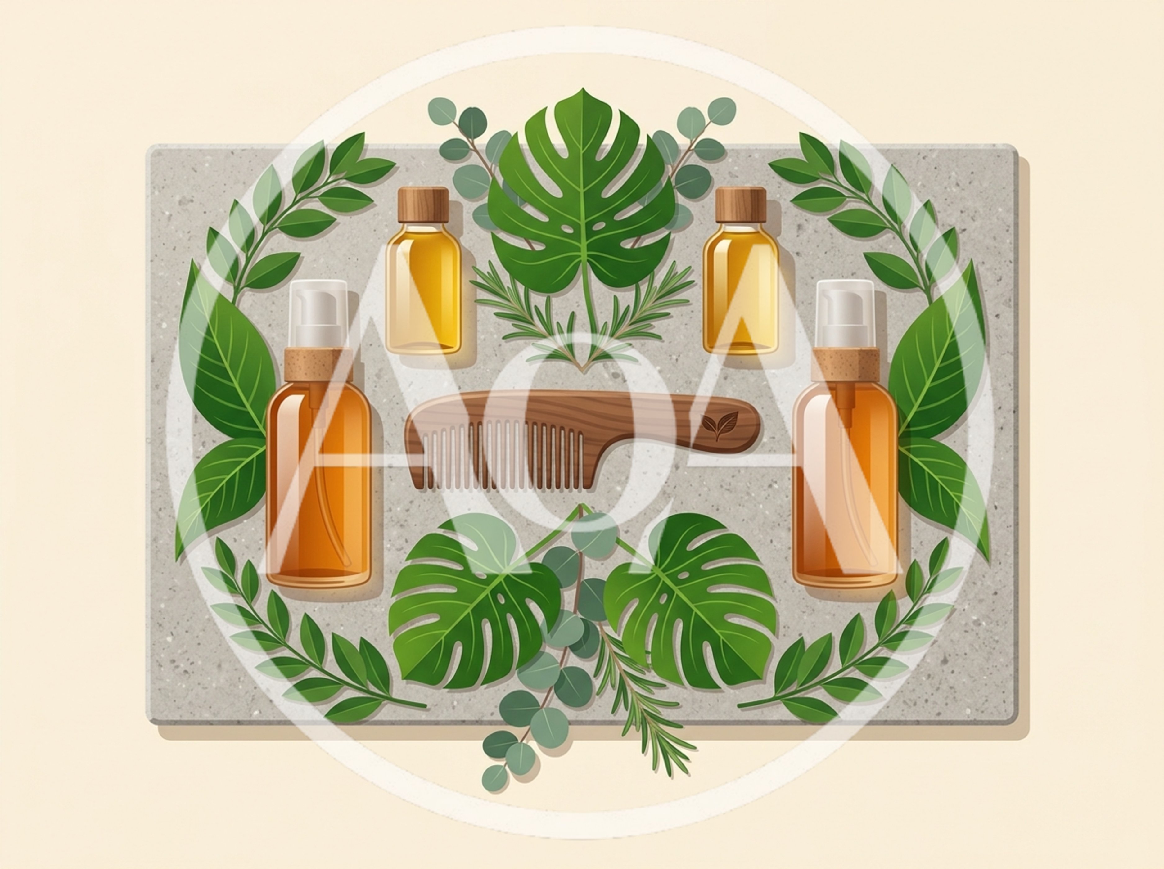 Natural Hair Care Products With Wooden Comb