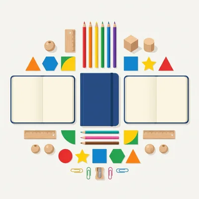 Flat Lay Stationery And School Supplies Arrangement