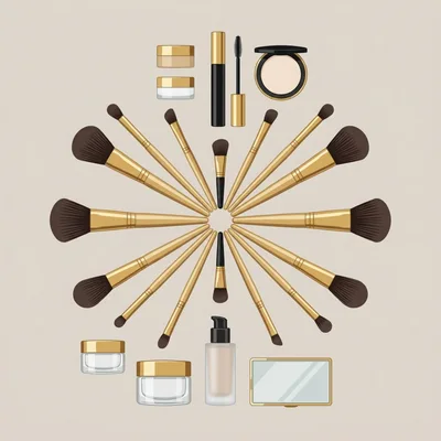 Professional Makeup Brushes and Cosmetic Products Collection