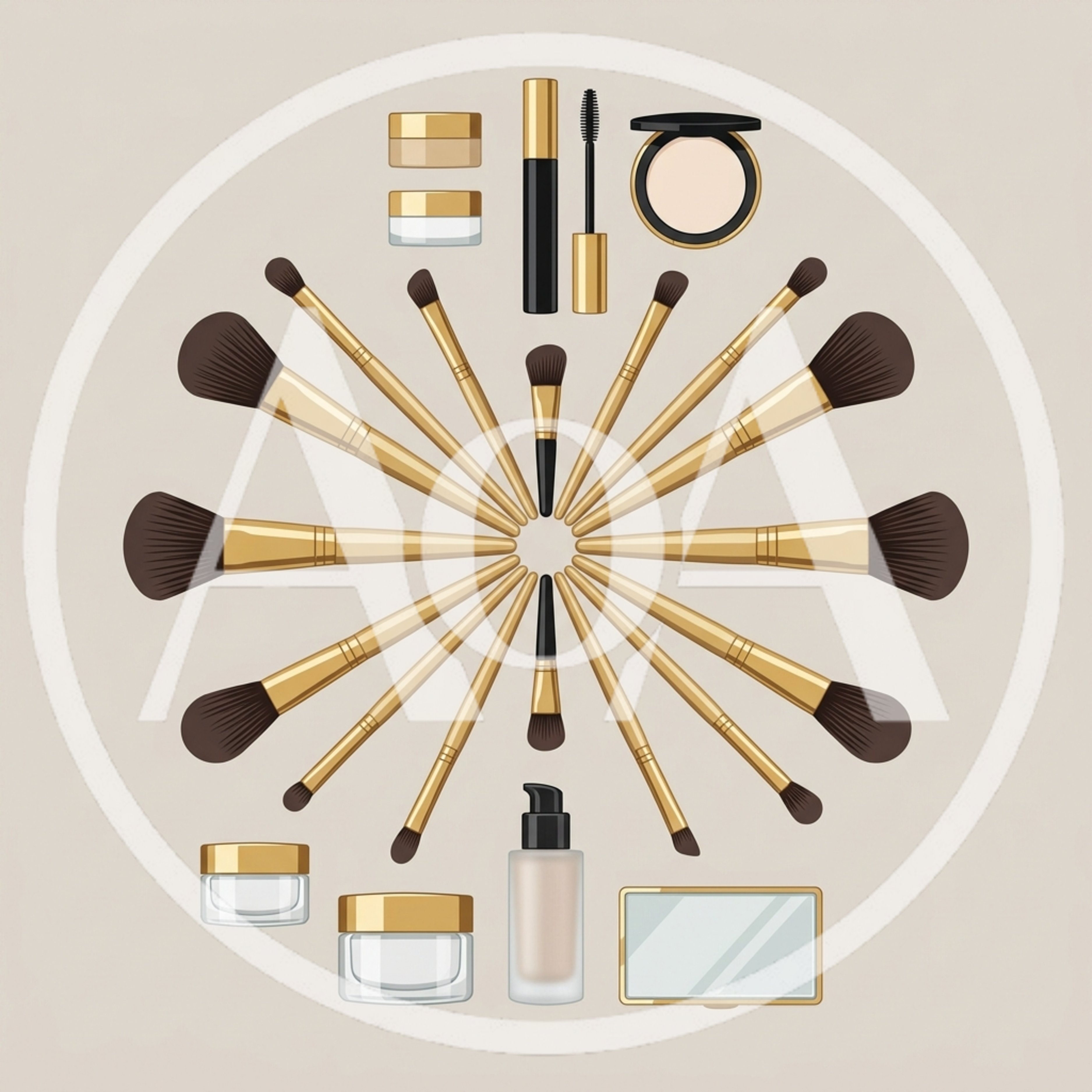 Professional Makeup Brushes and Cosmetic Products Collection