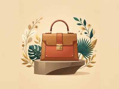Elegant Leather Handbag Displayed On Stone Pedestal