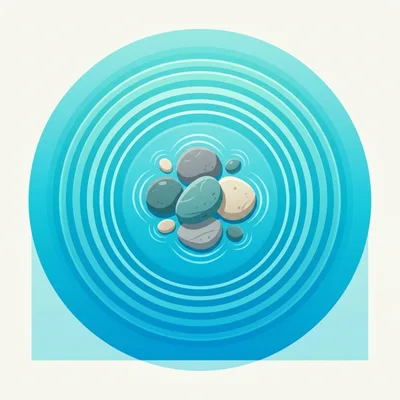 Zen Stones Creating Ripples In Blue Water