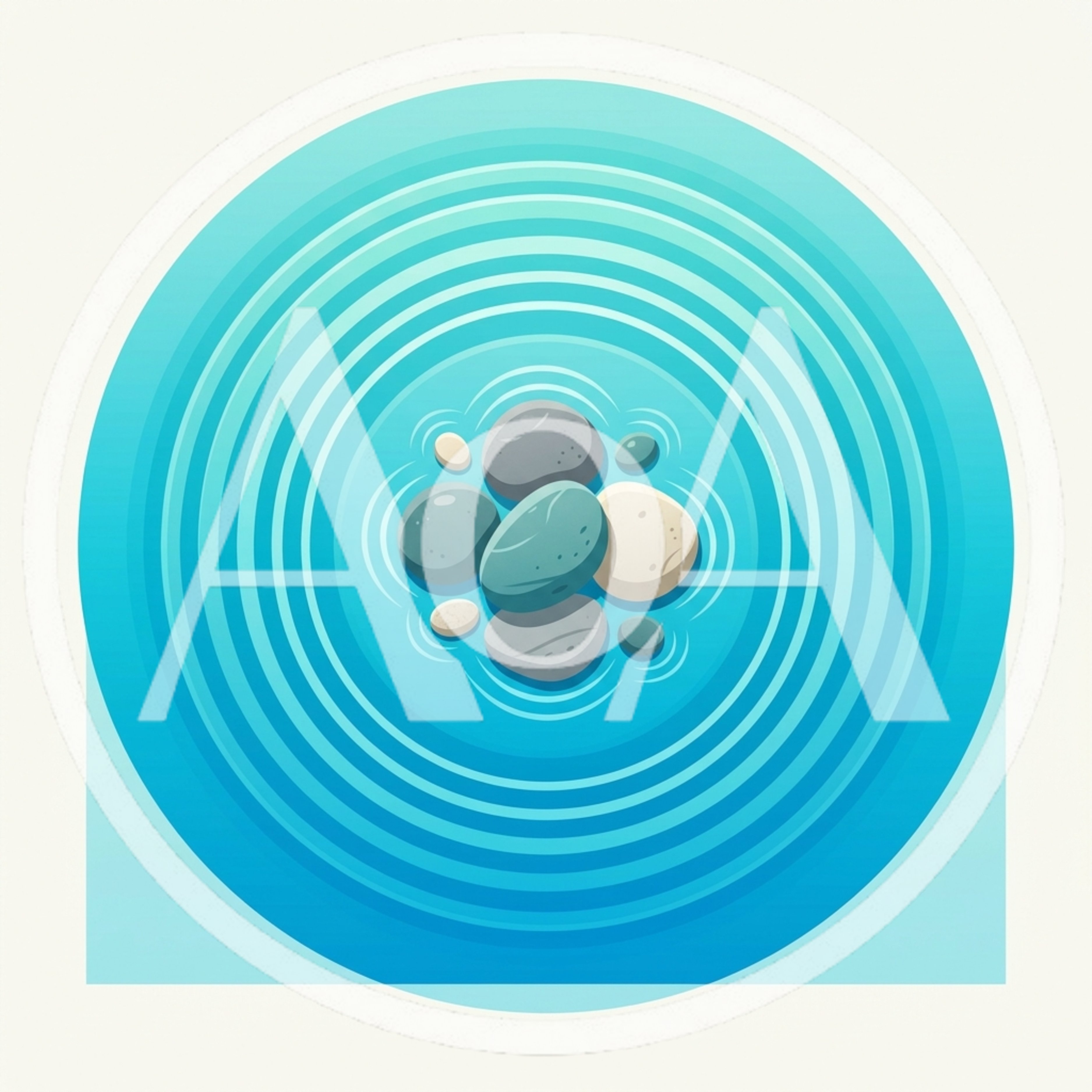 Zen Stones Creating Ripples In Blue Water