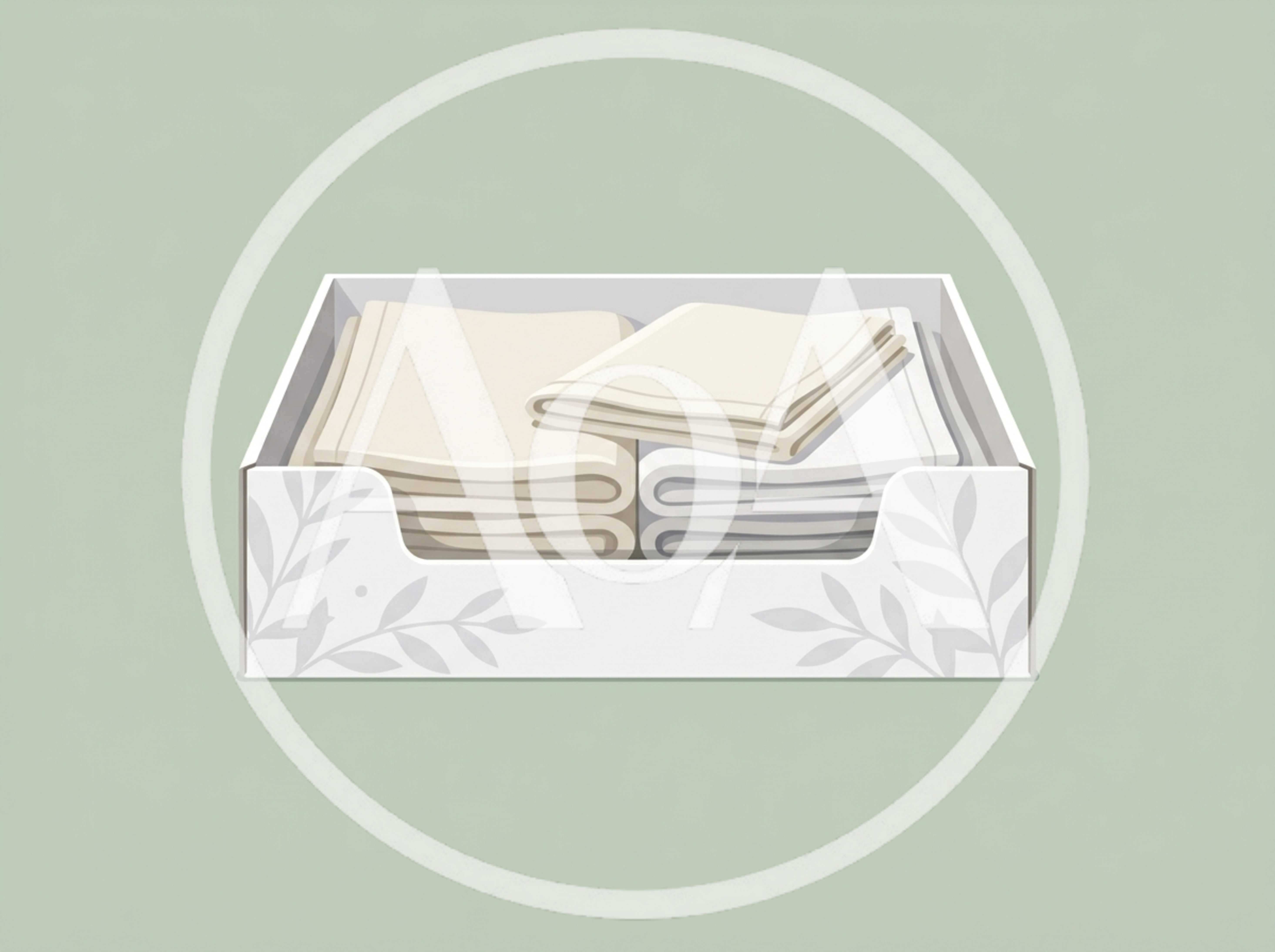 Folded Fabric Napkins In A Decorative Storage Box