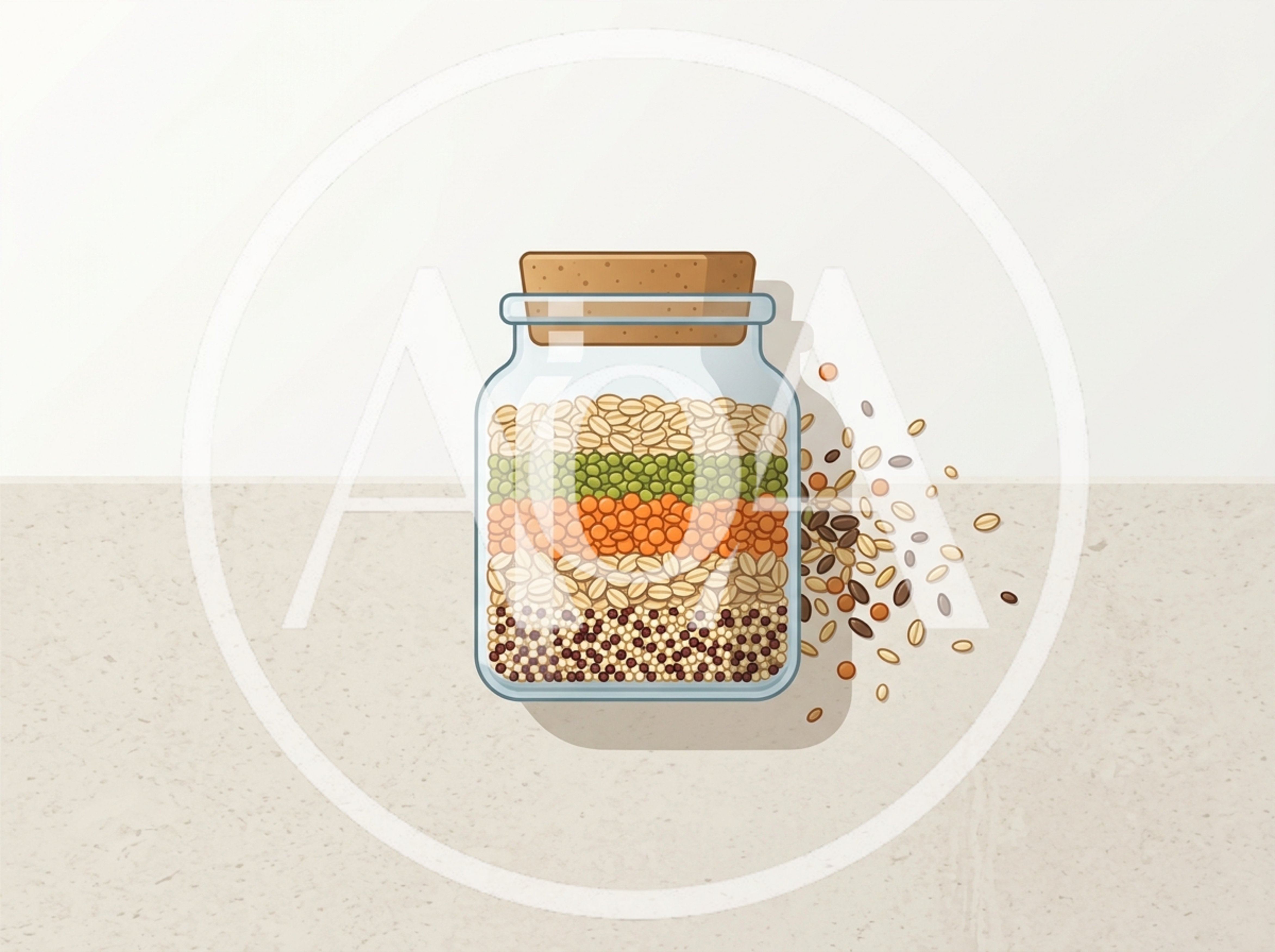 Glass Jar Filled With Layered Grains And Legumes