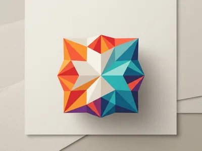 Geometric Star Shape With Vibrant Multicolored Facets