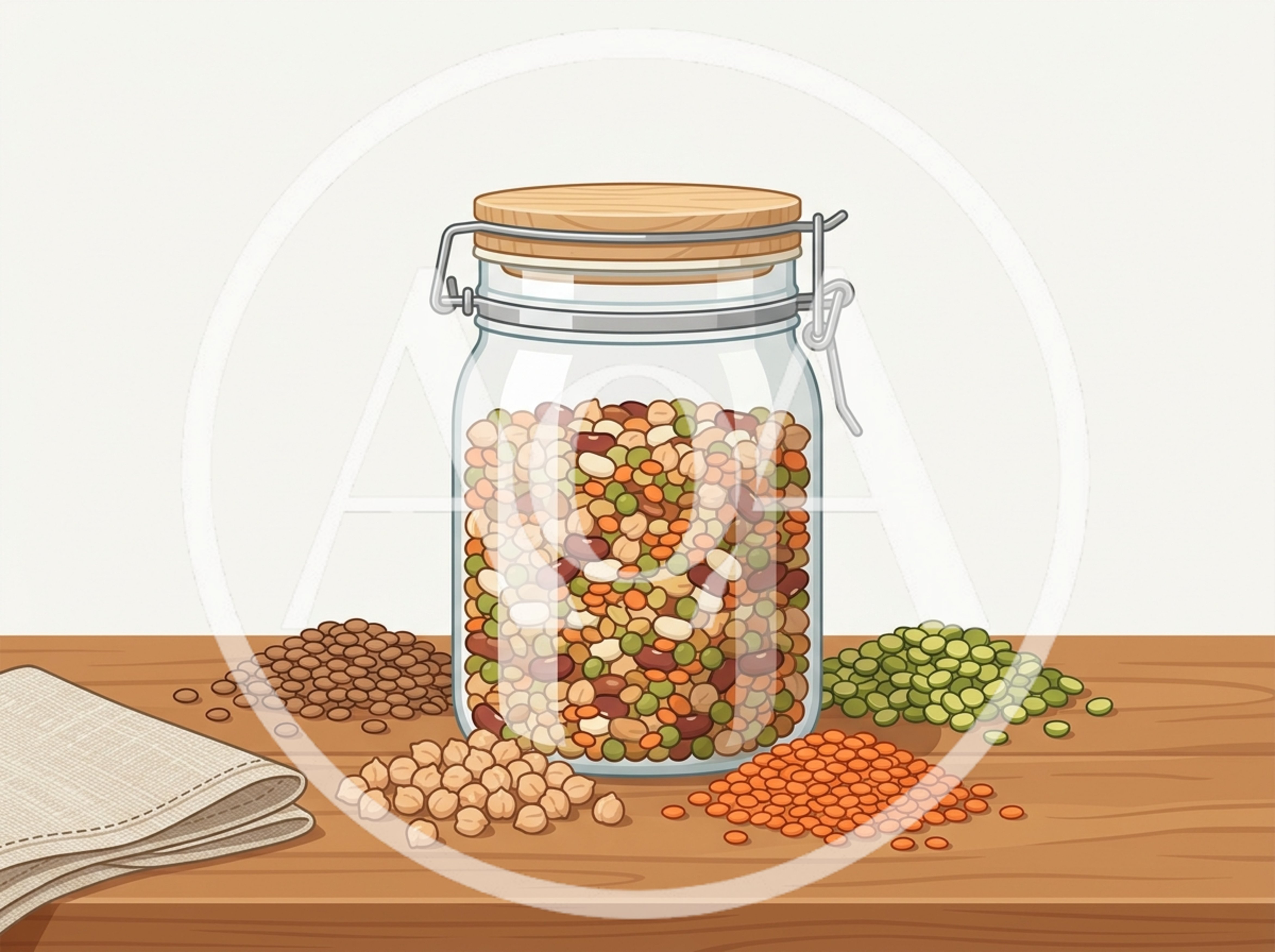 Glass Jar Filled With Assorted Dried Legumes And Pulses