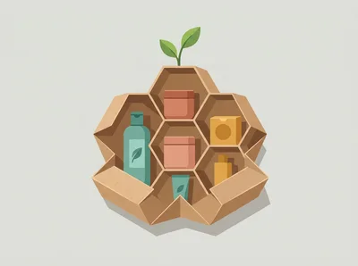 Eco Friendly Skincare Products In Honeycomb Cardboard Display