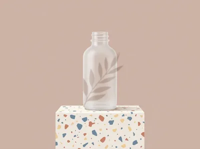 Frosted Glass Bottle On Terrazzo Pedestal
