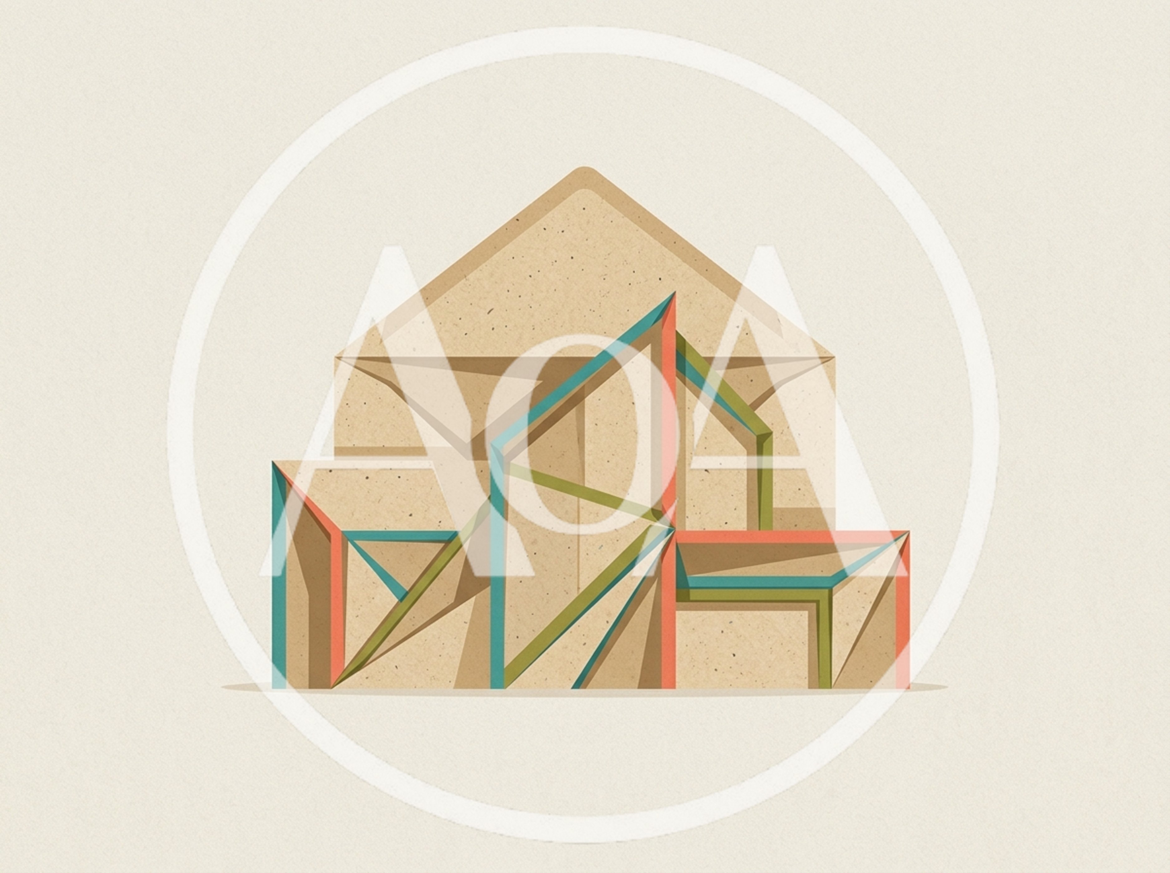 Abstract Geometric Paper House Illustration