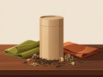 Cardboard Tea Canister With Loose Leaves And Dried Flowers