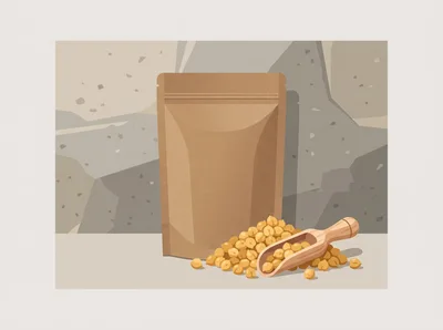 Brown Paper Pouch With Chickpeas And Wooden Scoop
