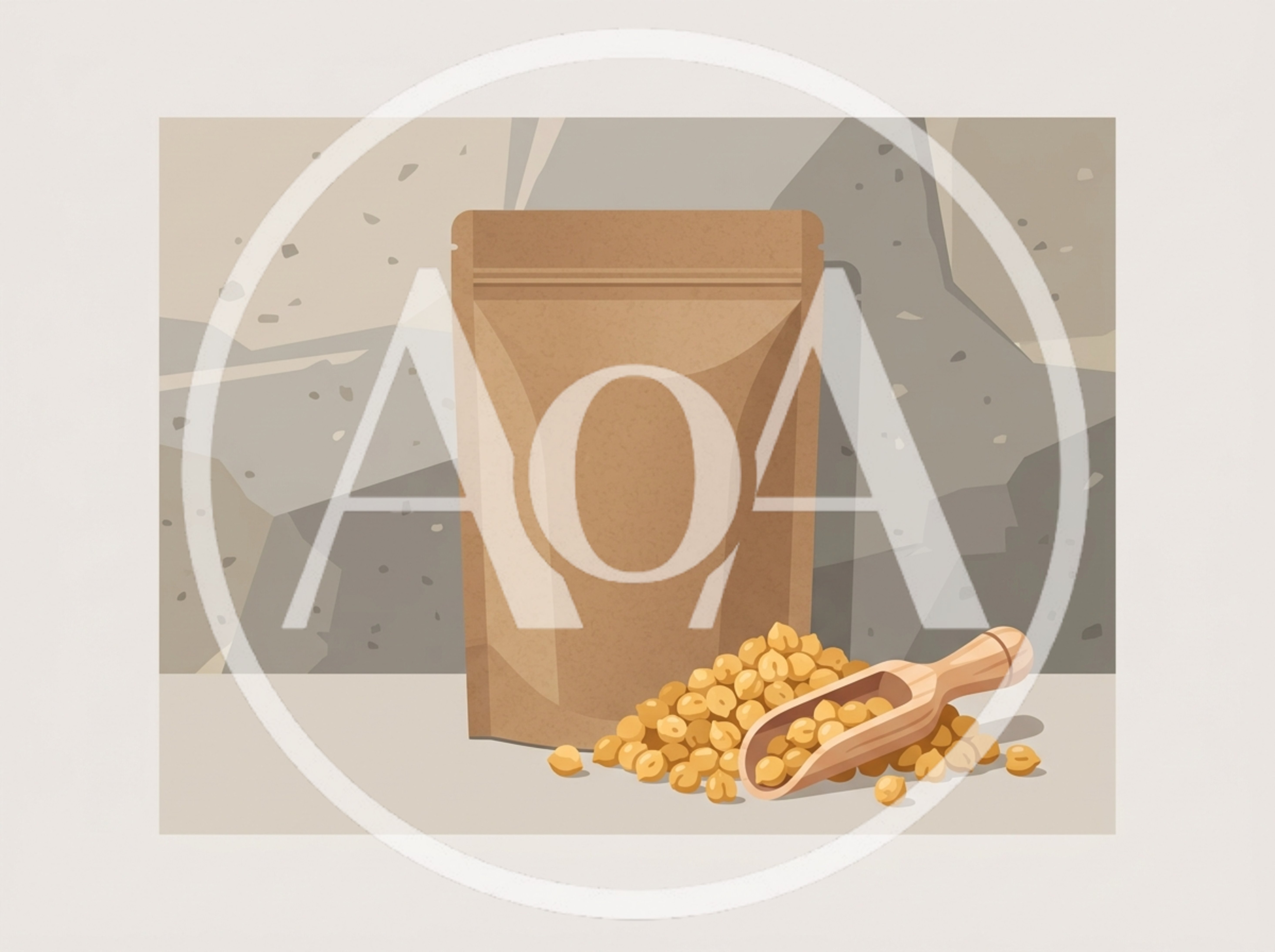 Brown Paper Pouch With Chickpeas And Wooden Scoop