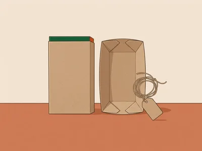 Cardboard Box And Paper Food Tray With Tag