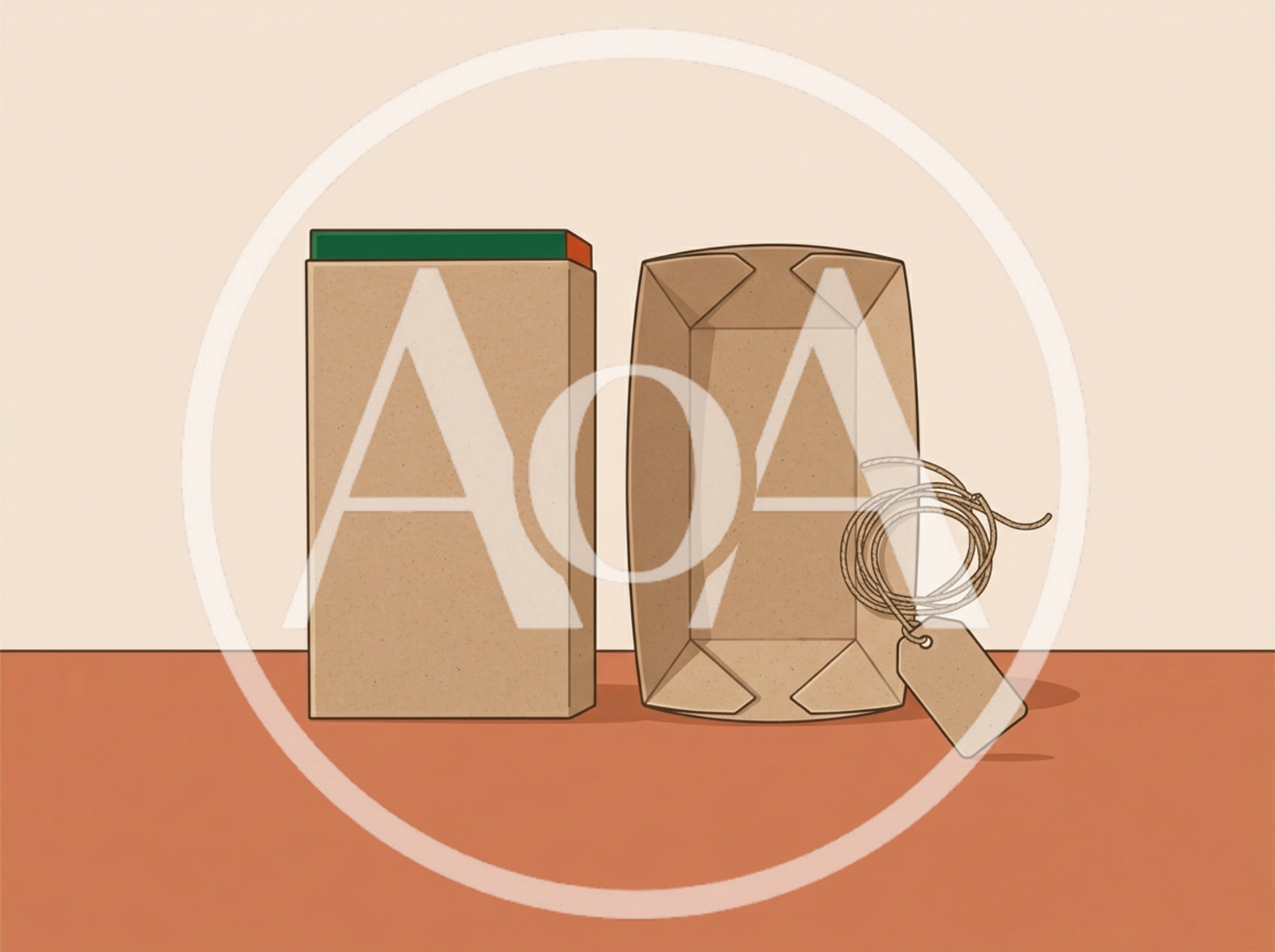 Cardboard Box And Paper Food Tray With Tag