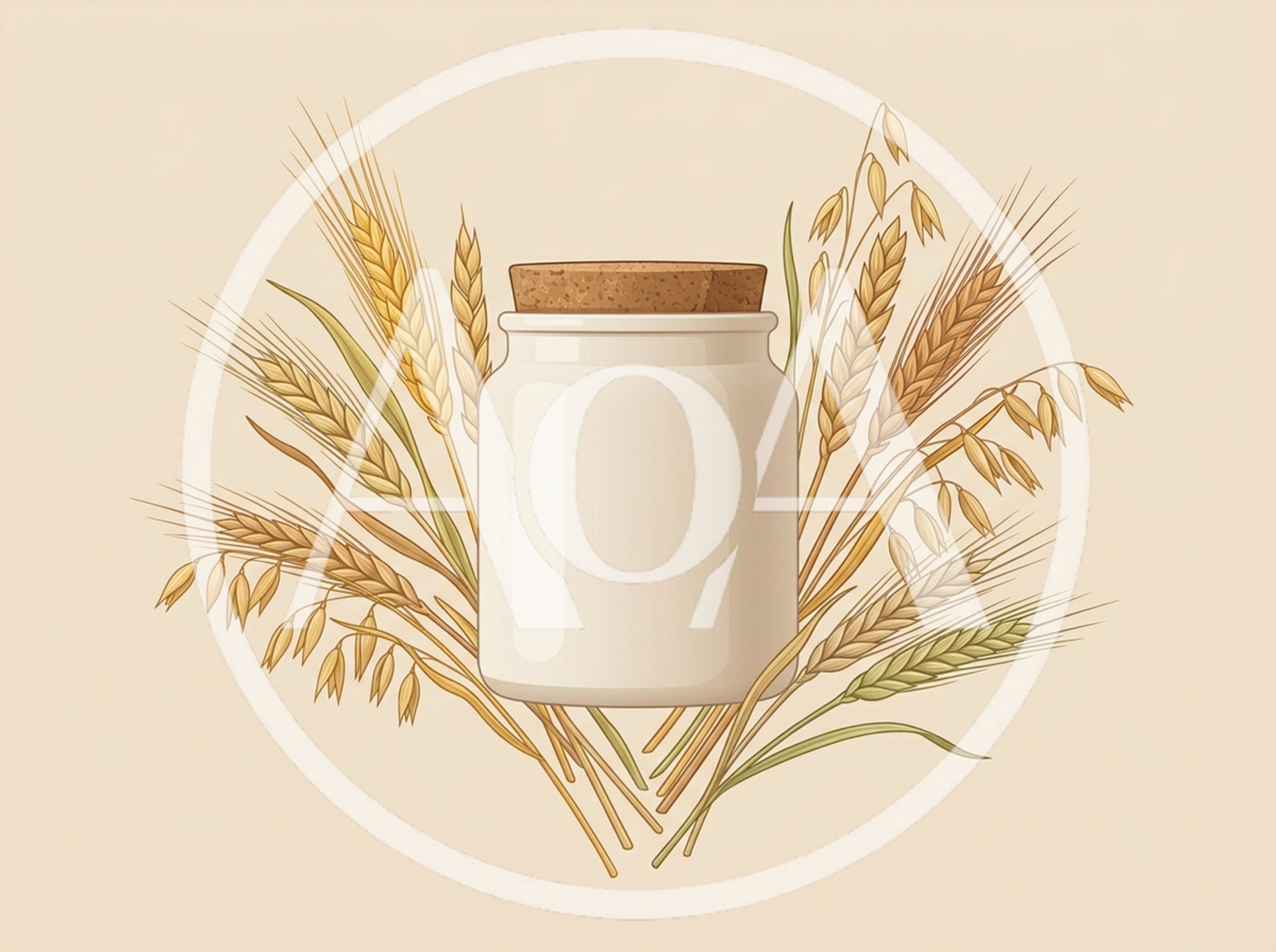 White Ceramic Jar Surrounded By Wheat And Oats