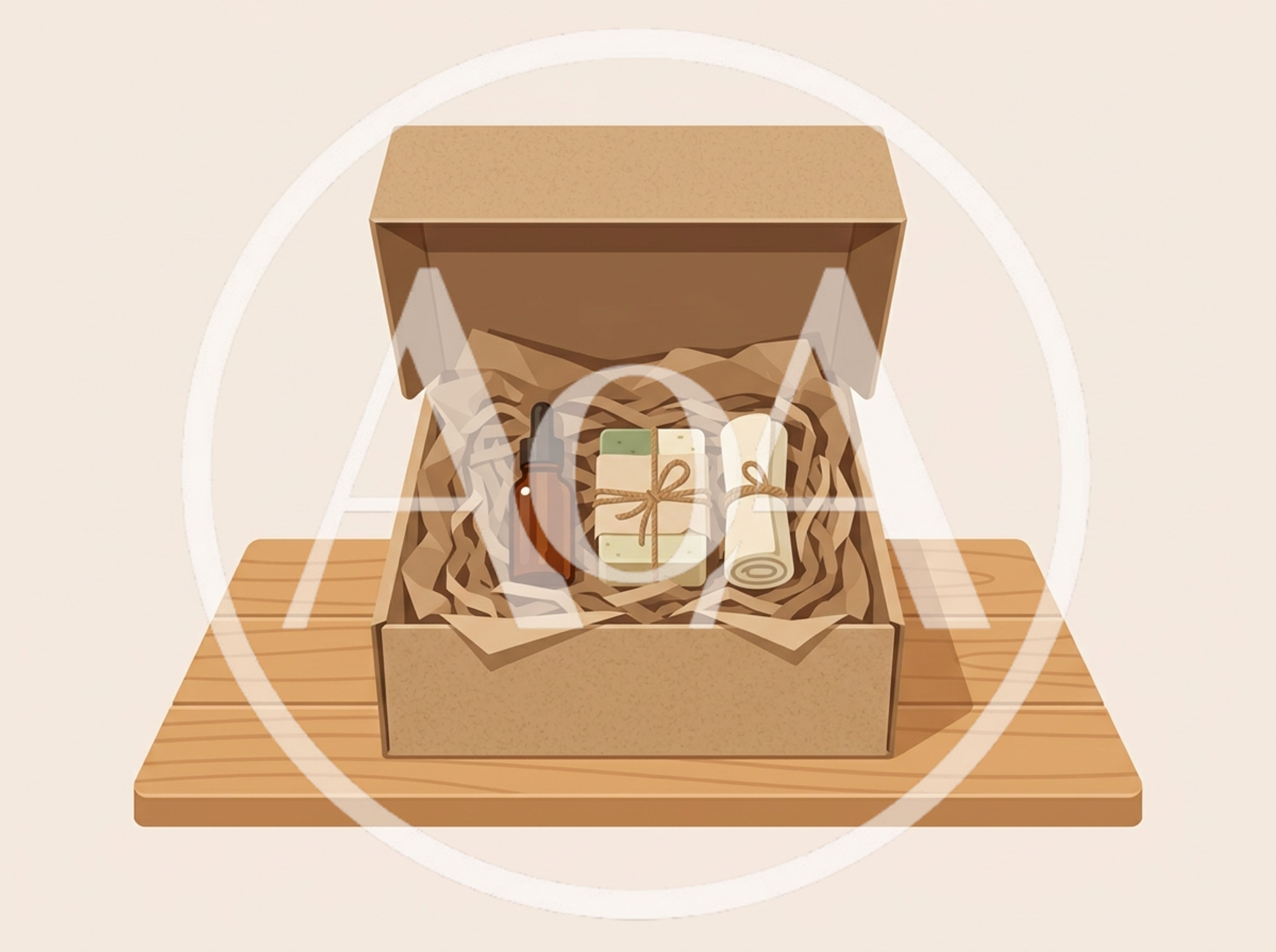 Open Cardboard Gift Box With Natural Spa Products