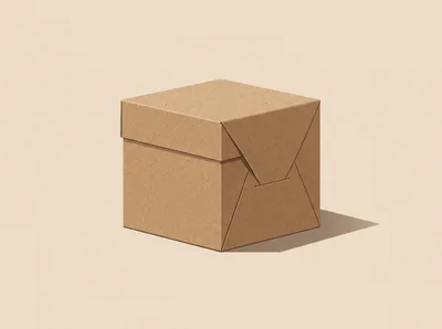 Minimalist Brown Cardboard Box On Solid Background