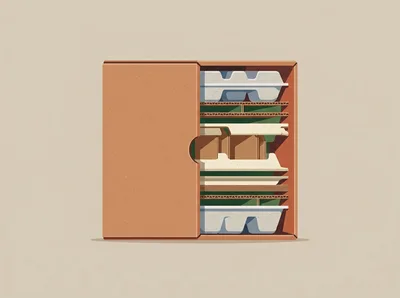 Cardboard Box With Stacked Sustainable Packaging Inserts