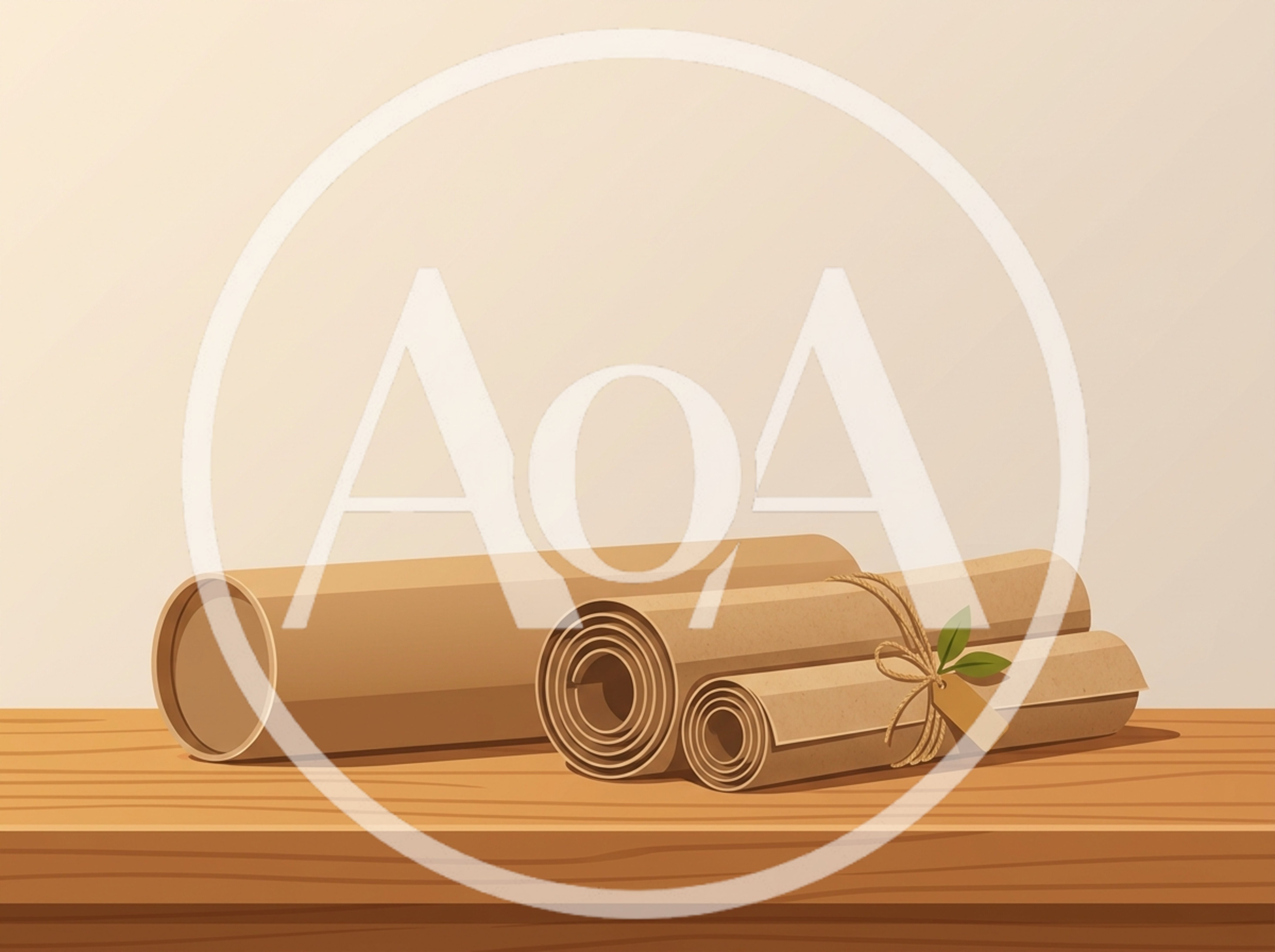 Kraft Paper Rolls And Cardboard Tube On Wooden Table