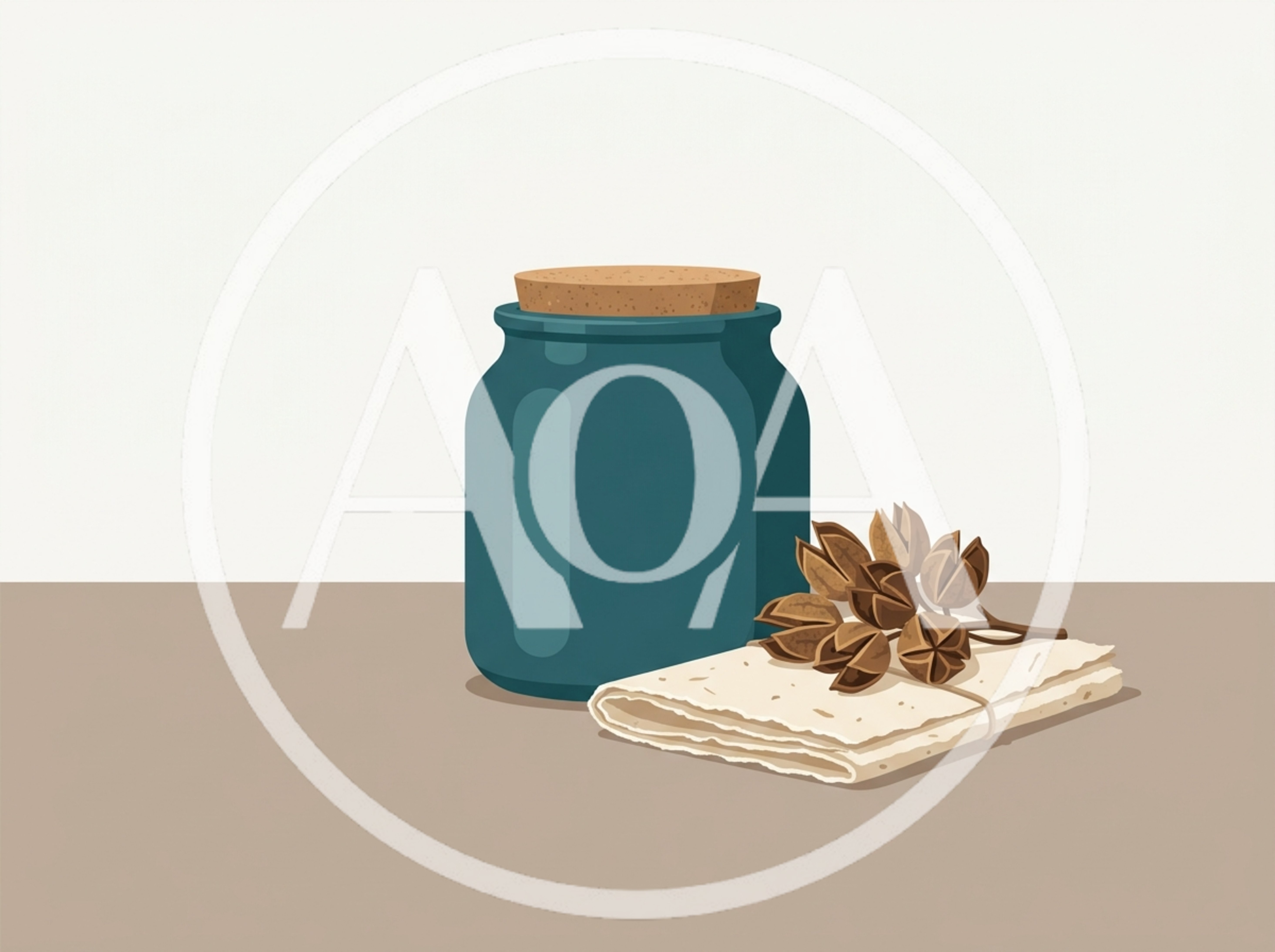 Teal Glass Jar With Cork Lid And Dried Botanicals