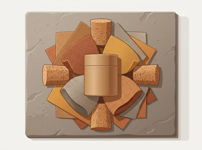 Top View Of Minimalist Cosmetic Packaging With Cork Accents