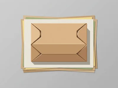 Top View Of A Cardboard Takeout Box On Paper