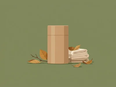 Minimalist Cardboard Cosmetic Container With Folded Towels