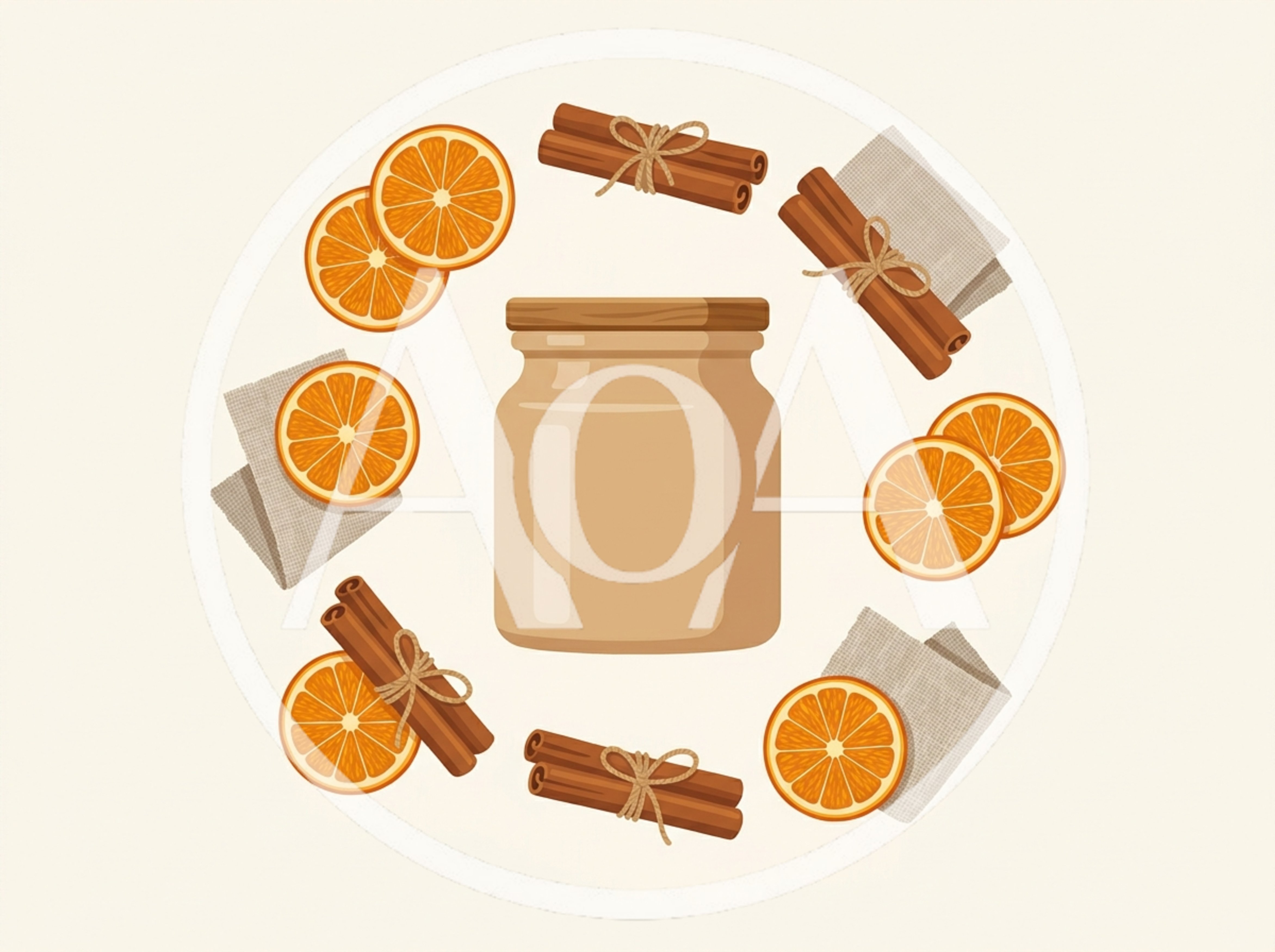 Jar Surrounded By Orange Slices And Cinnamon Sticks