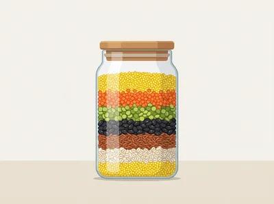 Glass Jar Filled With Layers Of Various Grains