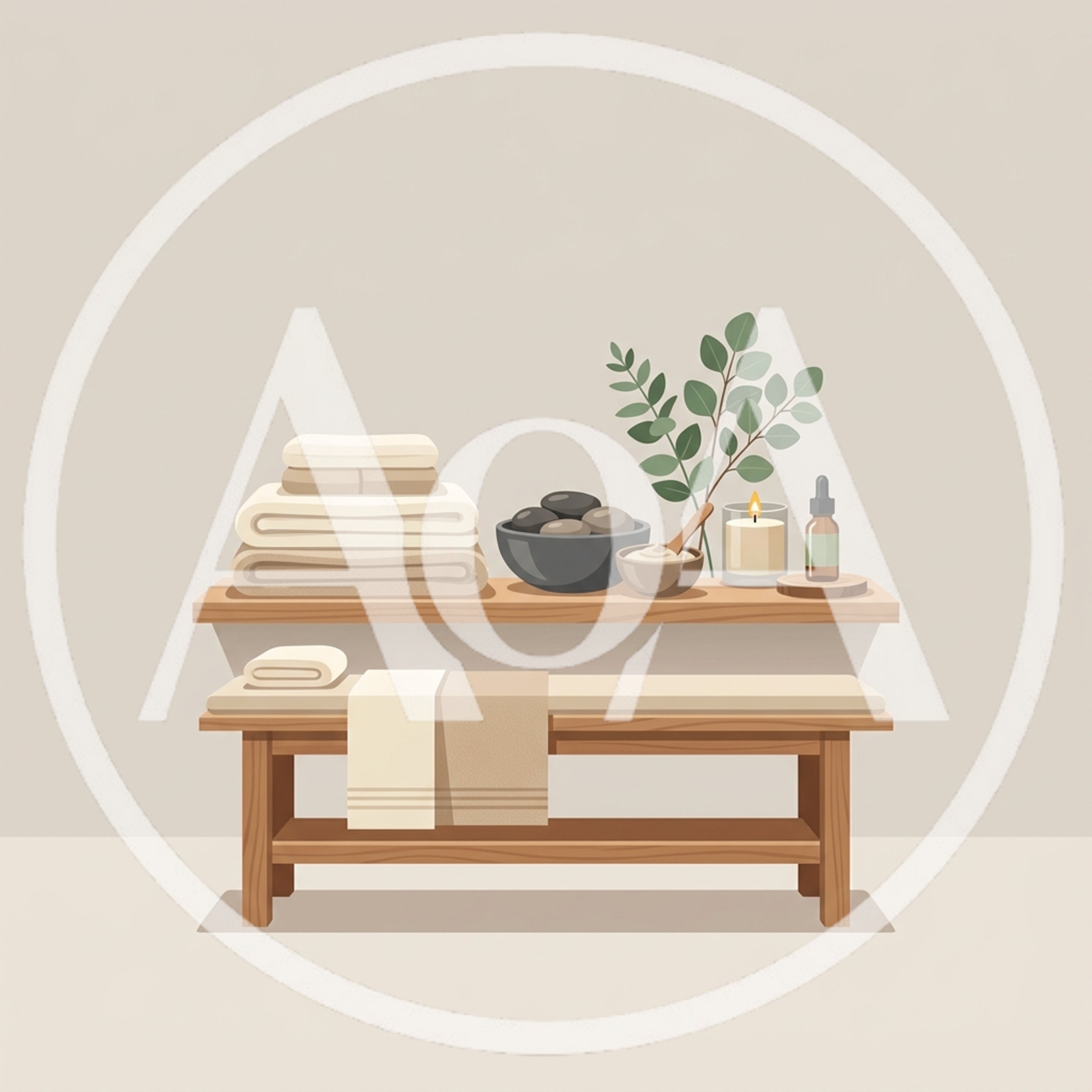 Spa Treatment Table With Towels And Wellness Accessories
