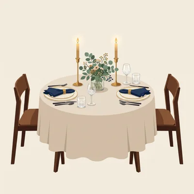 Romantic Dinner Table Setting For Two
