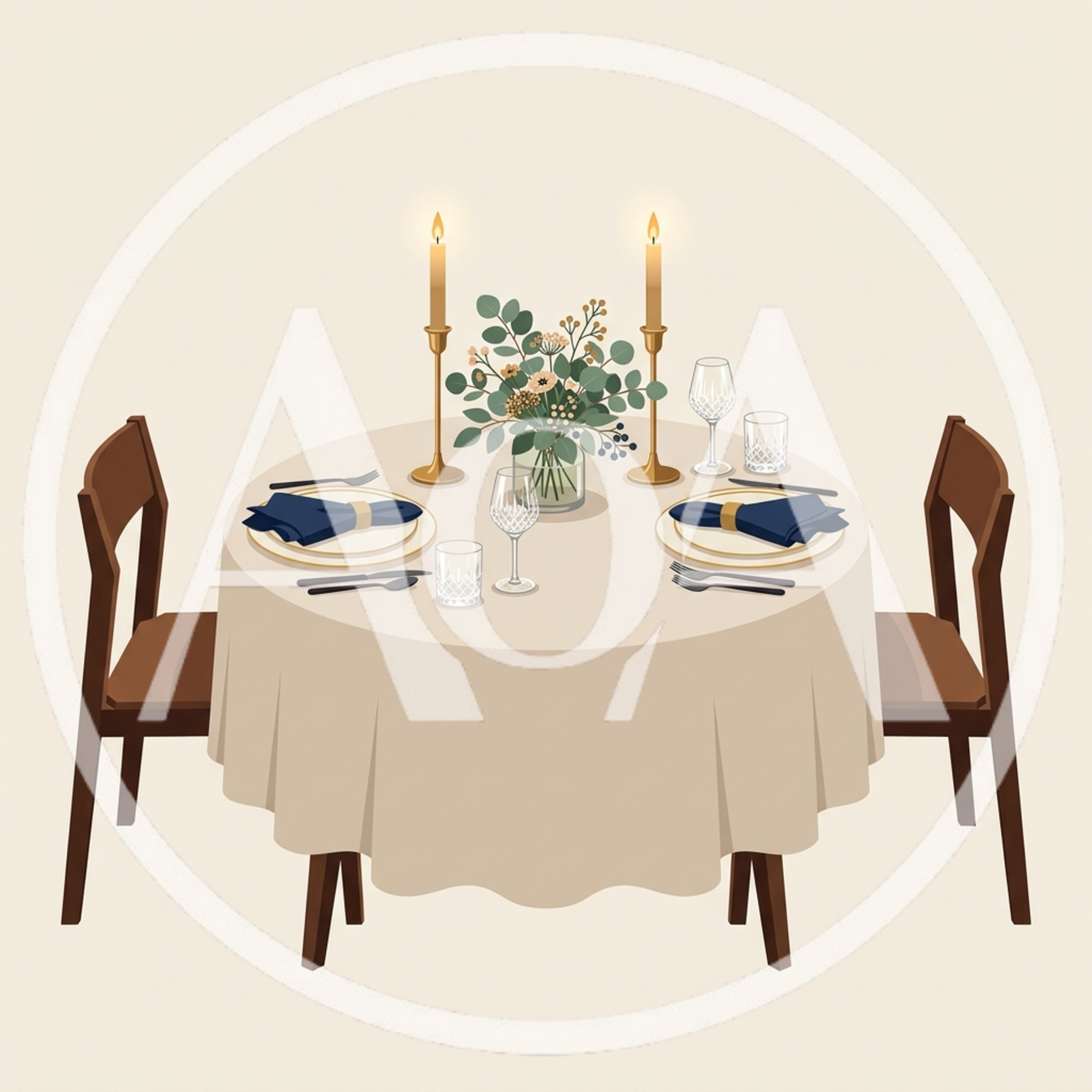 Romantic Dinner Table Setting For Two