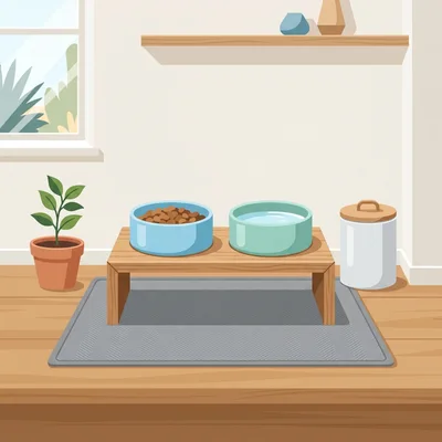 Pet Feeding Station With Food And Water Bowls