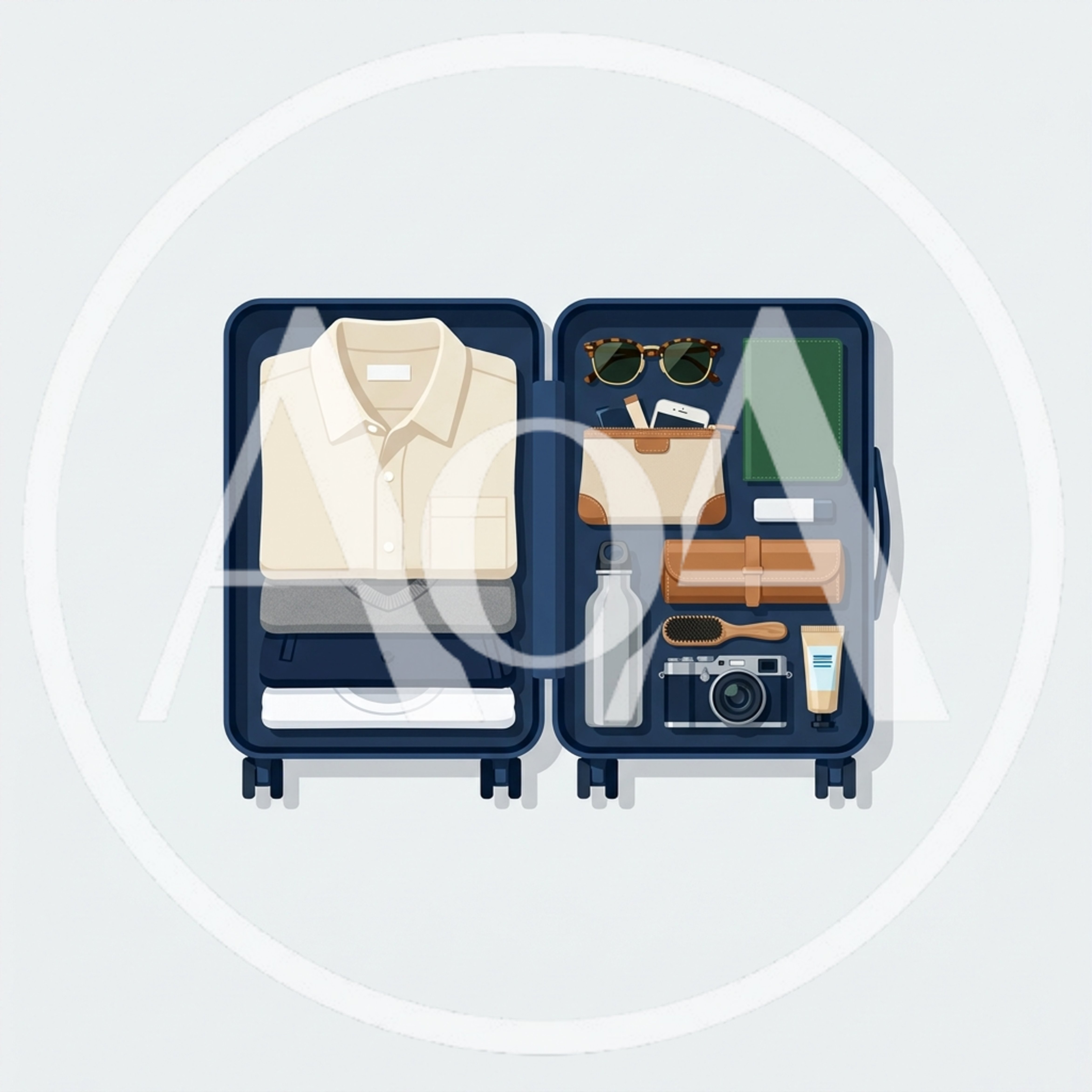 Open Suitcase Packed With Travel Essentials