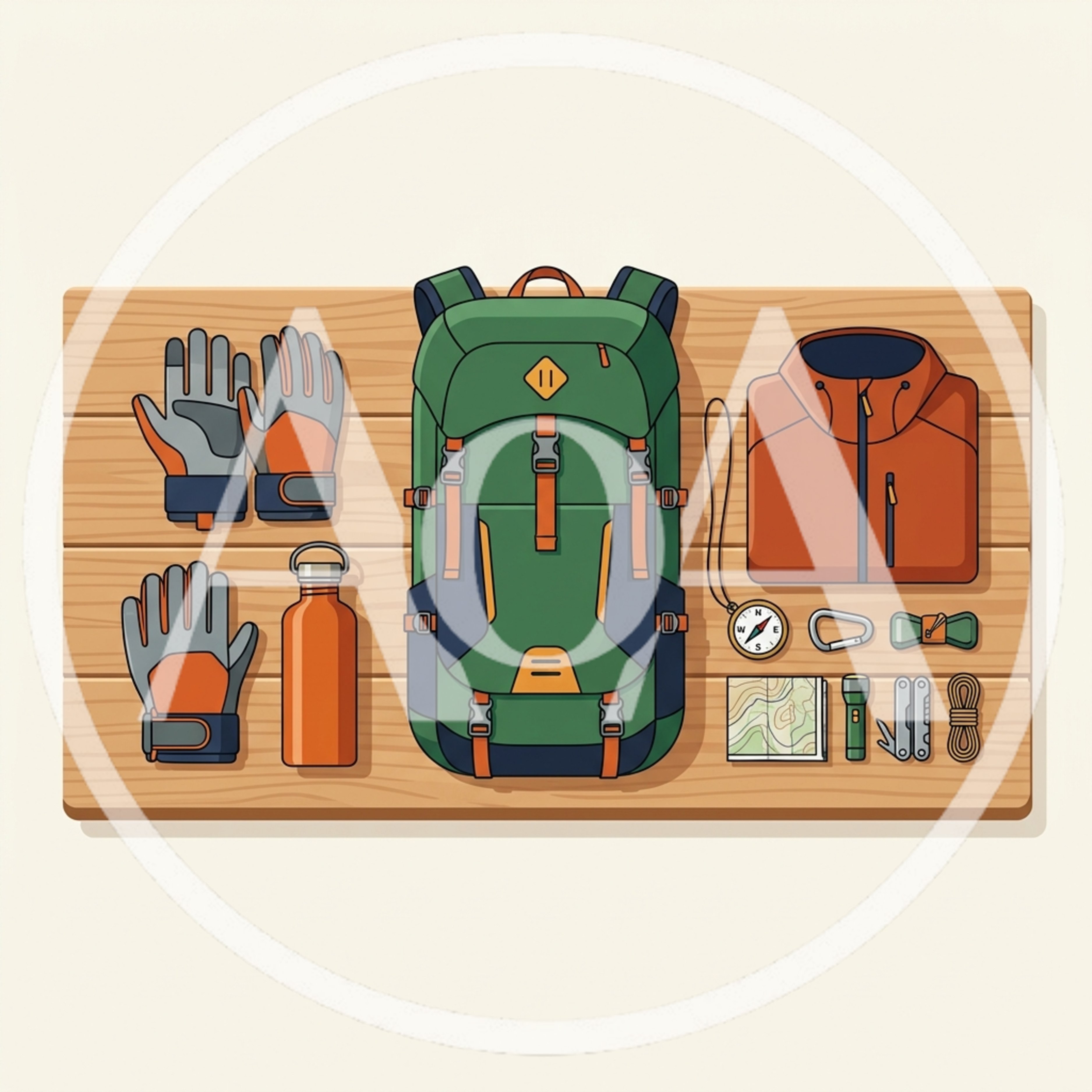 Hiking Gear Flat Lay With Backpack And Accessories