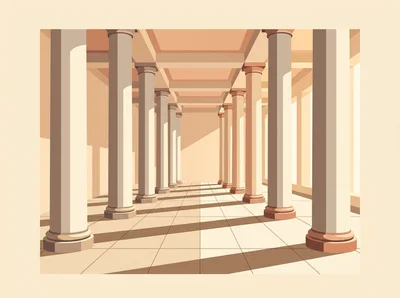 Minimalist Architectural Illustration Of A Classical Colonnade