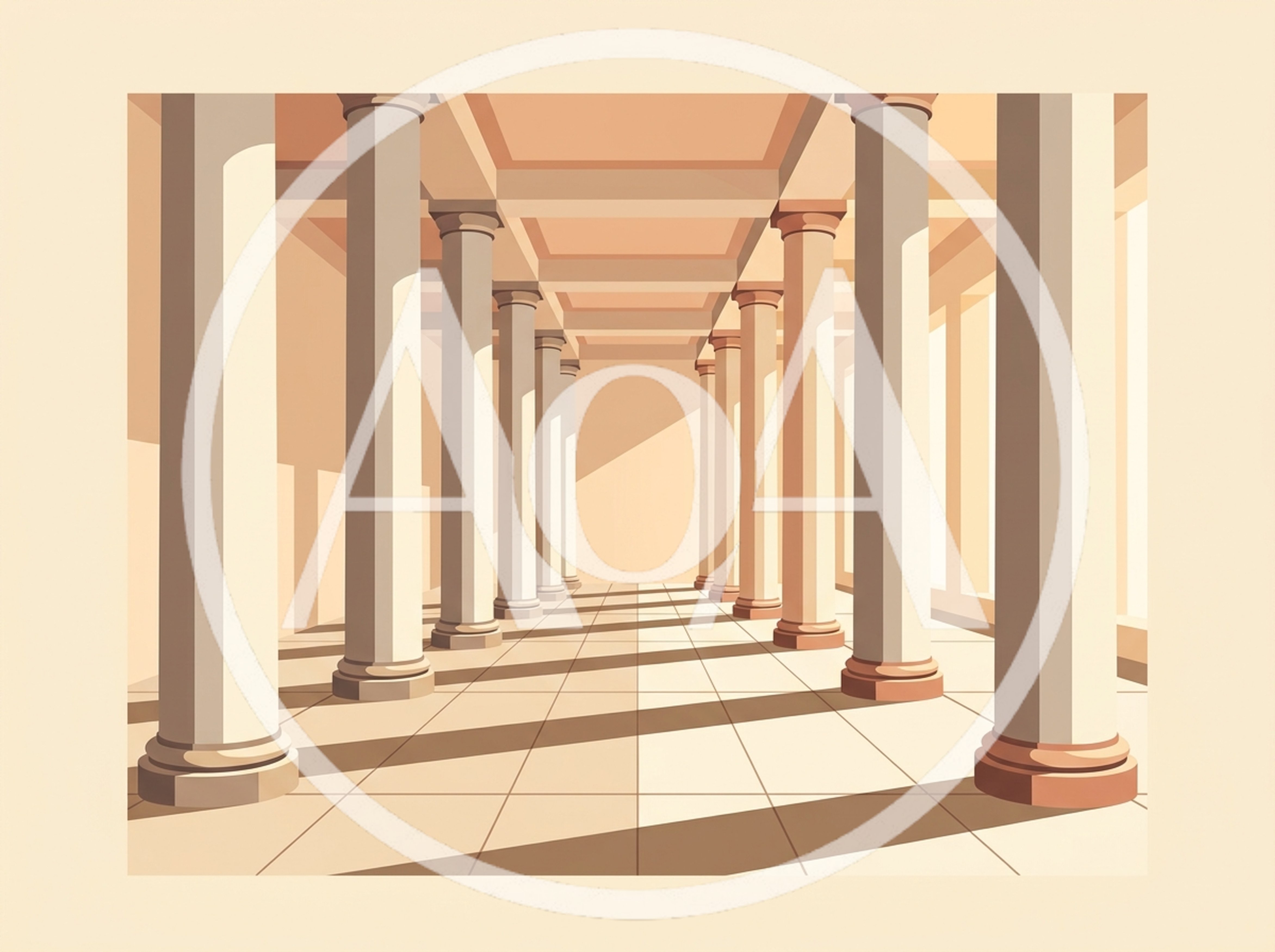 Minimalist Architectural Illustration Of A Classical Colonnade