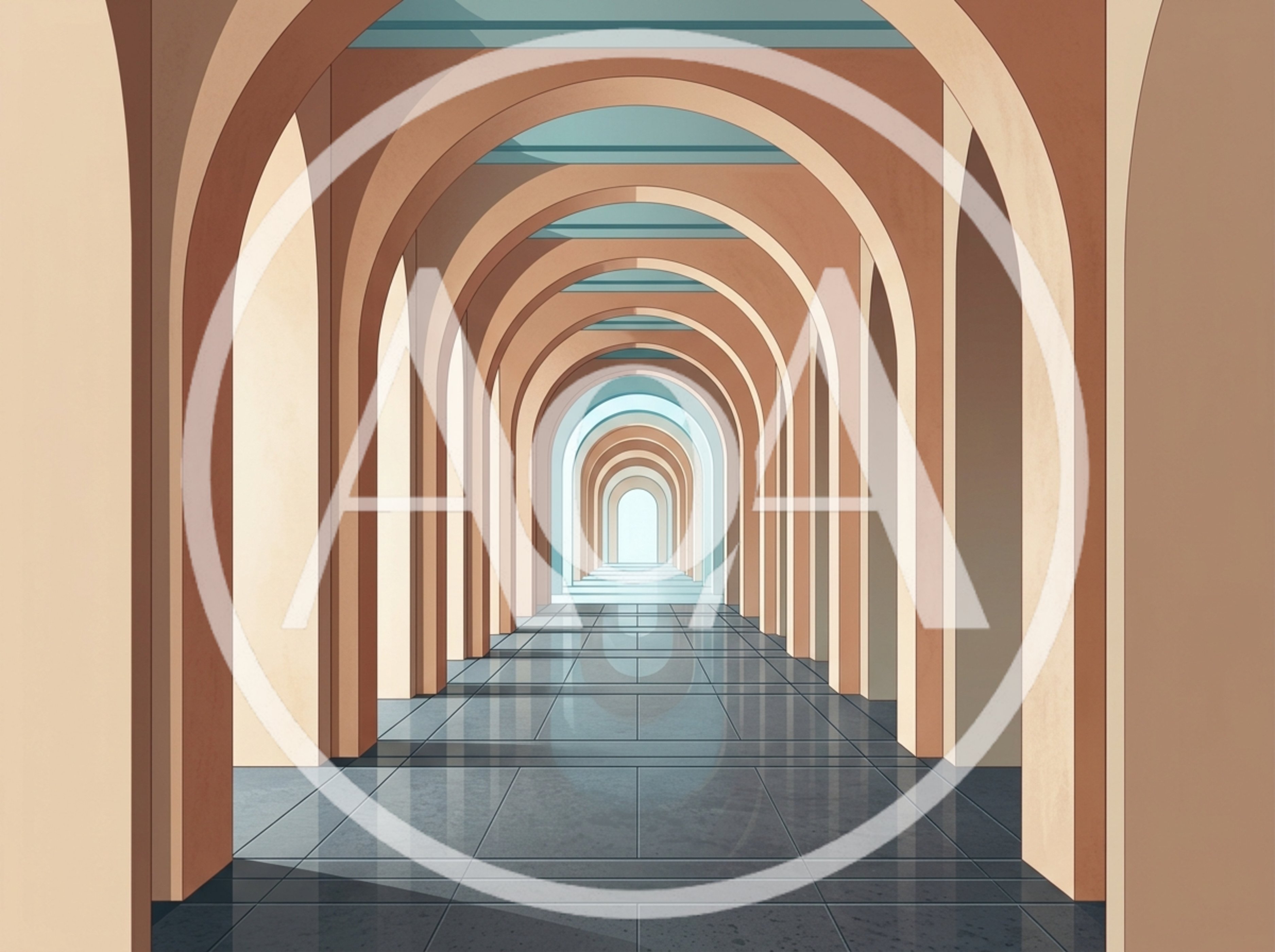 Symmetrical Arched Corridor With Perspective View
