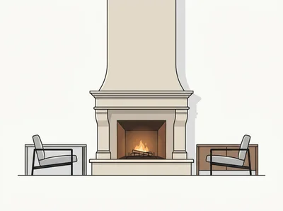 Minimalist Illustration Of A Fireplace With Two Armchairs