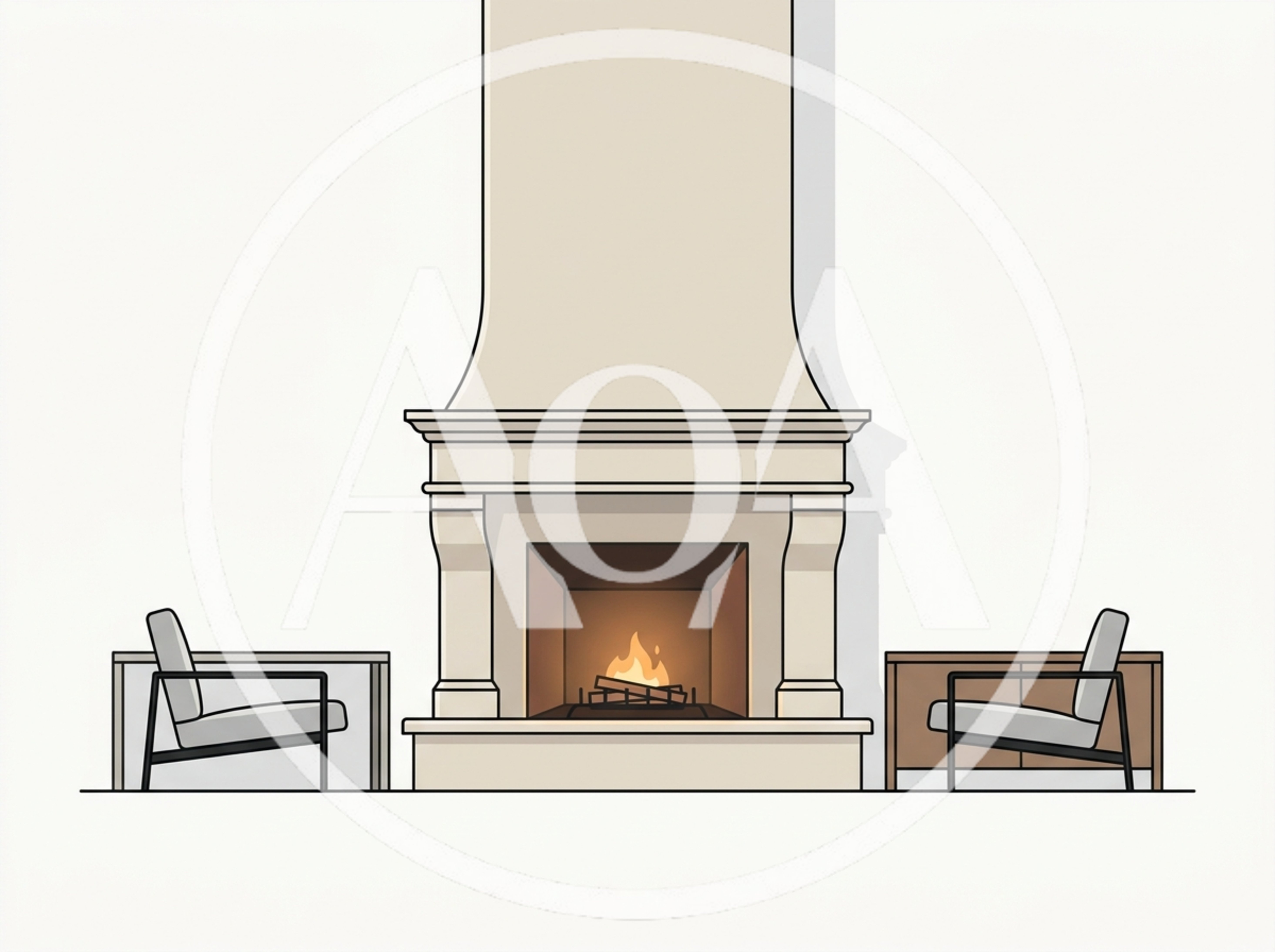 Minimalist Illustration Of A Fireplace With Two Armchairs